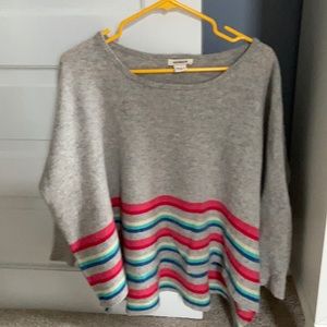 100% Cashmere Sundance gray/stripes sweater, med